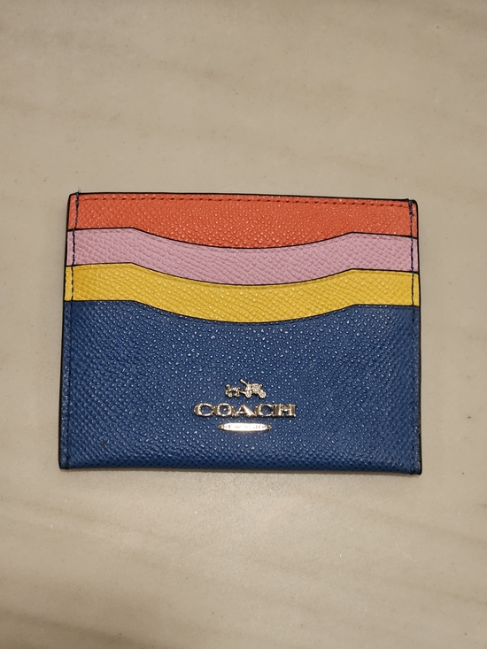 Coach Accessories - COACH Slim Card Case Wallet in Colorblock Crossgrain Leather Multicolor Rainbow